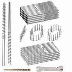 100Pack 1/8′ Left & Right Handed Thread Swage 1/8″, Silver Lag Screws