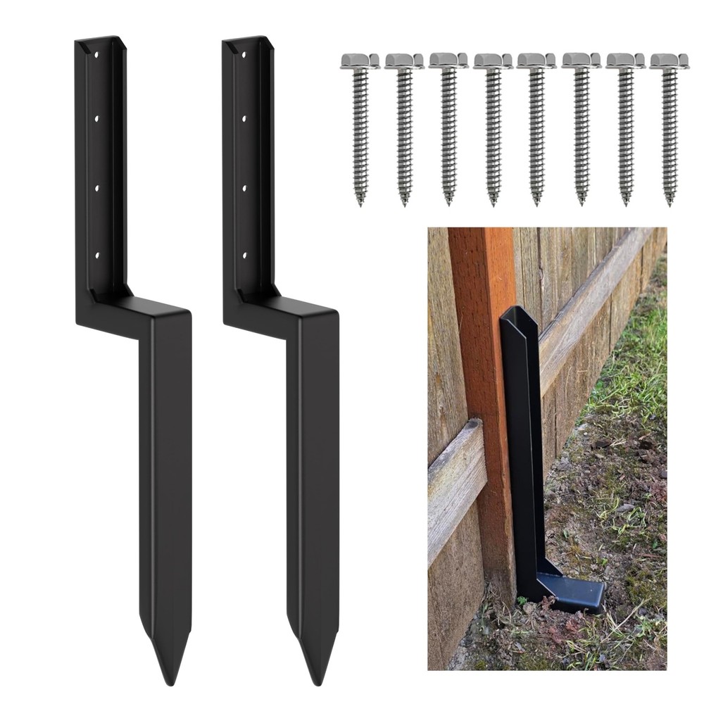 CHICAURA [2-Pack] Fence Post Repair Kit Heavy Duty, One-Piece Steel Stakes fo…