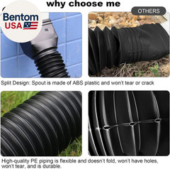 11.5Ft Long Gutter Downspout Extensions Flexible, 4″ Diameter Drain Downspout Ex