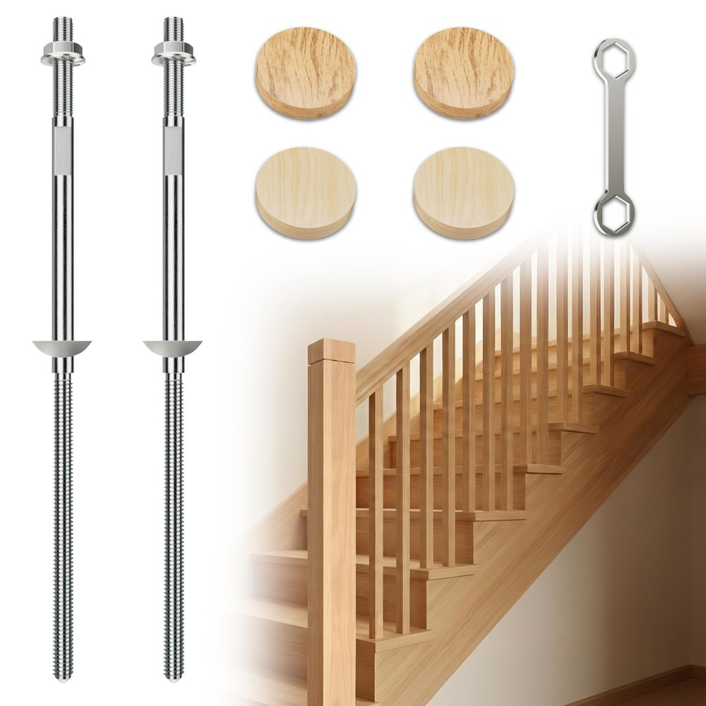 2 PCS Newel Post Mounting Kit Wobbly Stairs 11″ Steel Anchors Hardware Oak