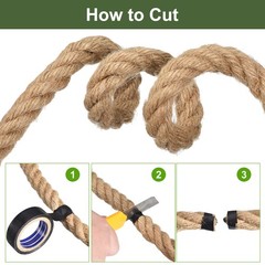 Natural Jute Rope, 63/64 in x 50 Ft Thick Twisted Manila Rope Multipurpose