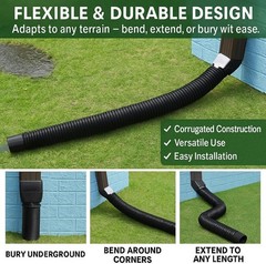 1 Pack Black-Rain Gutter Downspout Extensions, Downspout Extender for Rainwat…
