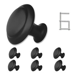 6 Pcs Black Dresser Knobs 1.2″ Modern Cabinet Drawer Pulls Handles Hardware Kit