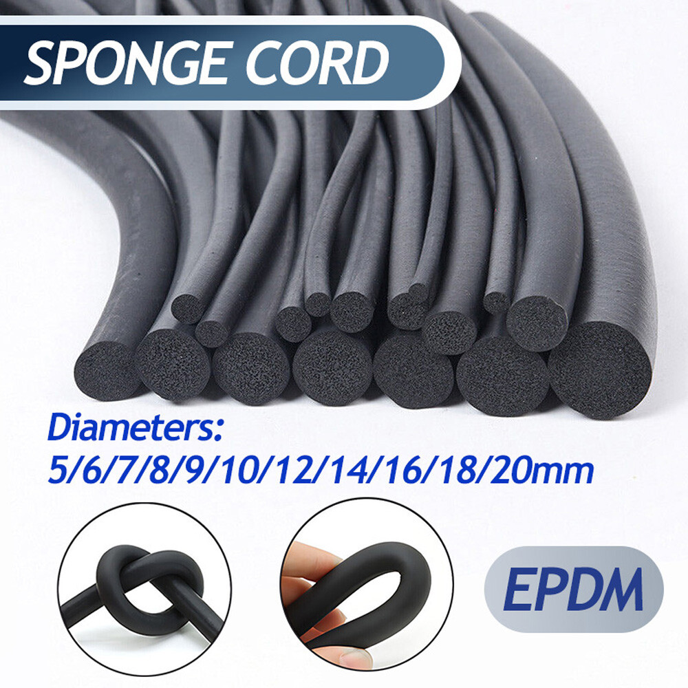 Sponge Cord Black Foam EPDM Rubber Gasket Trim Seal 5 6 7 8 9 10 12 14 16-20mm