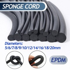Sponge Cord Black Foam EPDM Rubber Gasket Trim Seal 5 6 7 8 9 10 12 14 16-20mm