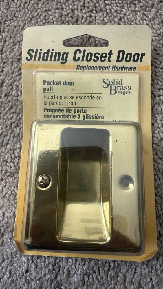 Polished Brass Pocket Door Pull For Sliding Closet Door-BRAND NEW