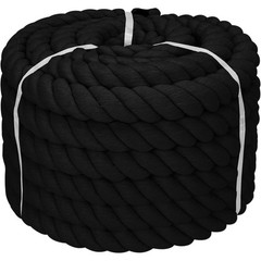 Black Cotton Rope (1.5 in x 50 ft) Natural Twisted Thick White Rope for Sport…