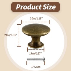 Cionyce 12 Pcs Brass Cabinet Knobs Metal Drawer Round 12 Pack,