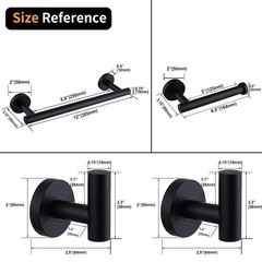 Kimzcn Matte Black Bathroom Accessories Kit 4-Pieces Bathroom Hardware Set Sus