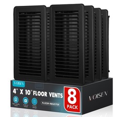 VOISEN Floor Register 4×10, 8 Pack Black Floor Vent Covers, Heavy Duty Steel …