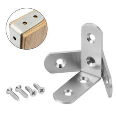 Lot L-Shaped Bracket Corner Brace Silver Stainless Steel Right Angle w/ Screws