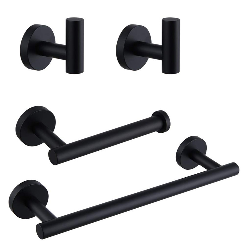 Kimzcn Matte Black Bathroom Accessories Kit 4-Pieces Bathroom Hardware Set Sus