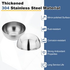 4Pcs 304 Stainless Steel Hollow Half Ball, 58mm(2.28″) Dia. Hollow Cap Balls