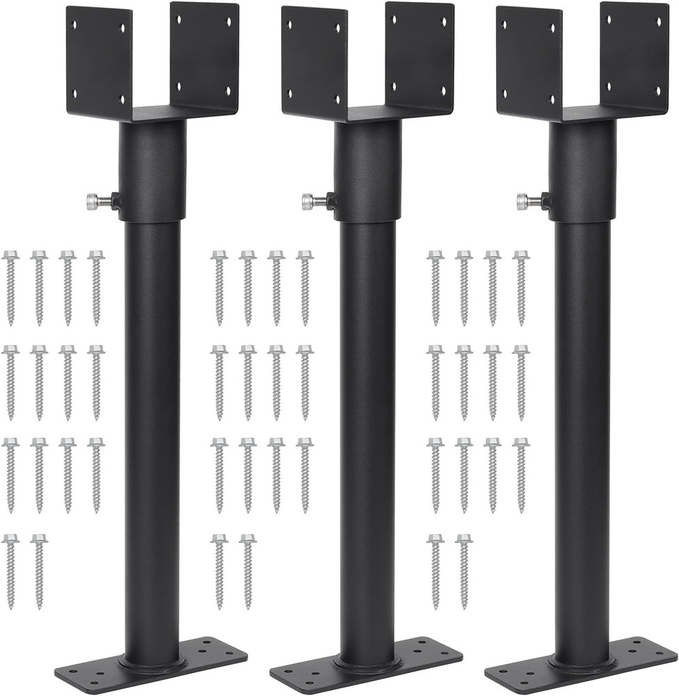 3 Pack Heavy Duty Black Stainless Steel Saddle Roof Risers for Pergolas