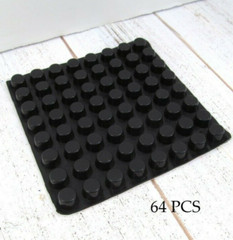 64 Pcs 3M Self Adhesive Silicone RUBBER FEET Bumpons Black Cylindrical 12x7mm