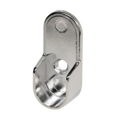 Closet Rod Oval Socket w/5mm Pin,9/16”,Screw On, Chrome Plated, w/Screws-10 pk