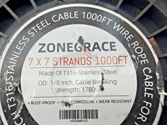 1000FT 1/8 ” T316 Stainless Steel Cable for 7×7 Silver For Cable Railing