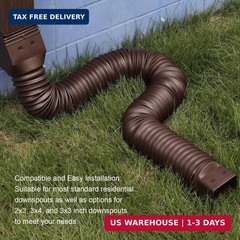 plusgutter Brown 2-Pack Rain Gutter Downspout Extensions Flexible, Drain Downspo