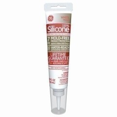 GE GE281 Silicone II Kitchen and Bath Caulk, 2.8 oz Squeeze Tube, White (Case…
