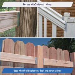 Galvanized 2×4 Fence Bracket Connector for Wood Post Deck Railing 20 Gauge (100)
