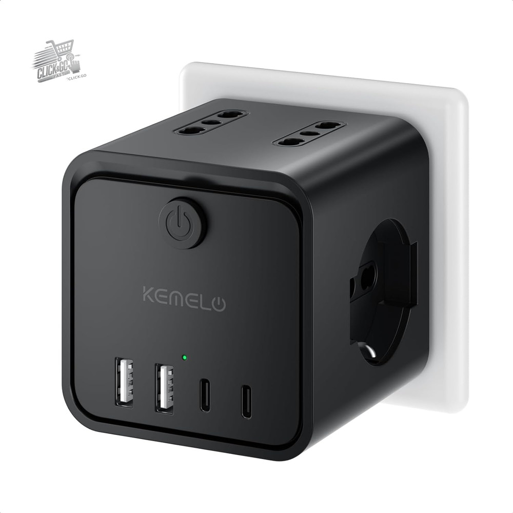 Schuko Universal Electric Slipper Multi Outlet 4 Seater 4 USB C A Flat Plug N