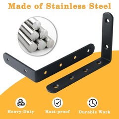 Alise 8 Pack Floating Shelf Brackets,Black Heavy Duty L Bracket Corner Brace,…