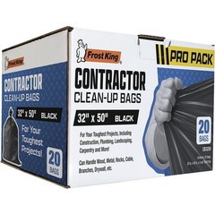 Frost King 4CB3250 3mil 42gal 32″ x 50″ Black Contractor Trash Bags (20ct)