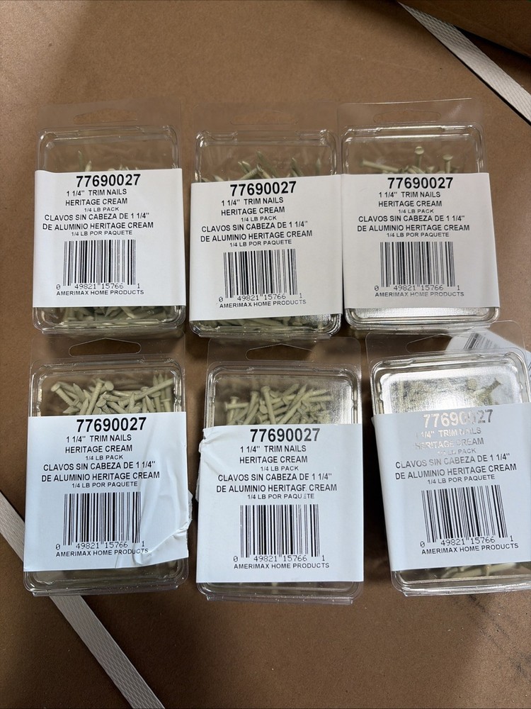 Lot Of 6 Amerimax Trim Nails, 77690027 1-1/4-” Long , 1/4-Lb Heritage cream