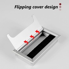 Aluminum Alloy Rectangle Hole Cover Computer Desk Grommet Table Cable Wire Tidy