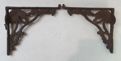 Pair of Vintage Cast Iron Ornate 7.5″ Shelf Brackets Corbels Antique Wall Braces