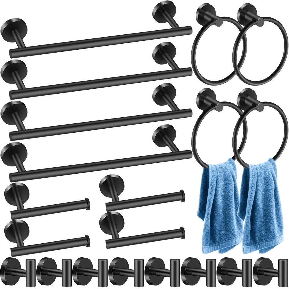 Blulu 20 Pcs Bathroom Hardware Set Stainless Steel Towel Bar Set Includes 16