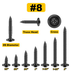 200Pcs #8 1-1/2″ Phillips Truss Head Wood Screws, 1 1/2 Inch Black Screws, Quick