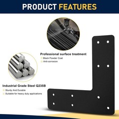 Black Powder Coated L Post Brackets 10×10 for Wood Repair 2 Pack