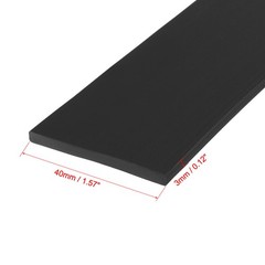 Solid Rectangle Rubber Seal Strip 40mm Wide 3mm Thick, 3 Meters Long Black