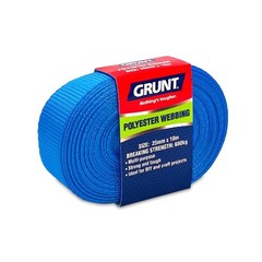 GRUNT 25mm x 10m Blue Poly Webbing – Breaking Strength 680kg
