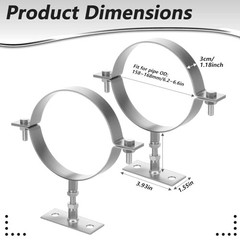 2 Sets 6 Inch Adjustable Pipe Bracket, Heavy Duty Galvanized Steel Split Ring