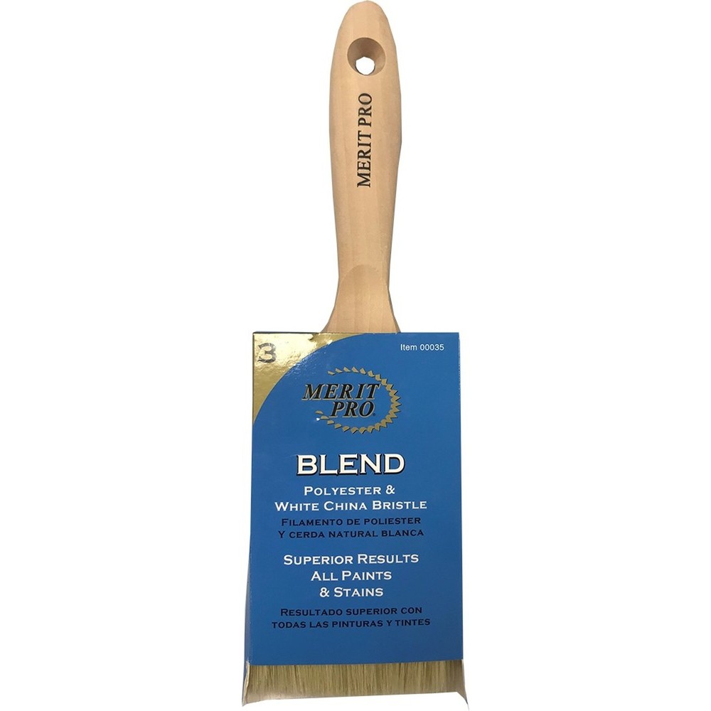 Merit Pro 00035 3″ White China Bristle Polyester Beavertail Brush-1PK