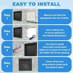 2-Pack 20″X20″ Gable Vents – Premium Aluminum Vents for Attic, Garage, or Exteri