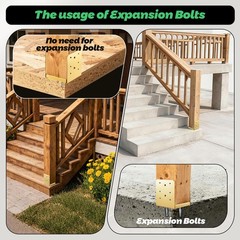 Manyihome 8X 8 Post Basegolden 4Pcsstainless Steel Post Anchor Inner Size7.5 X