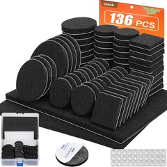 Furnimate Felt Furniture Pads 136 Pieces Felt Pads For Furniture Black 5Mm