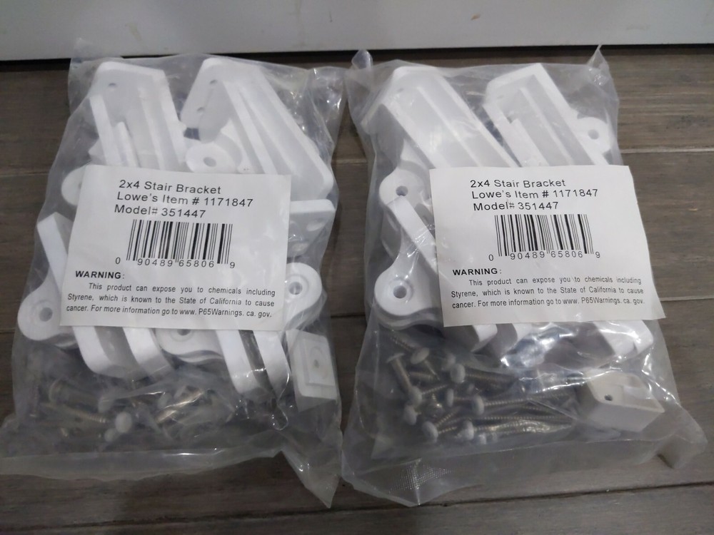 Lot of 2 Deckorators White 2 x 4 Plastic Stair Connector Model 351447