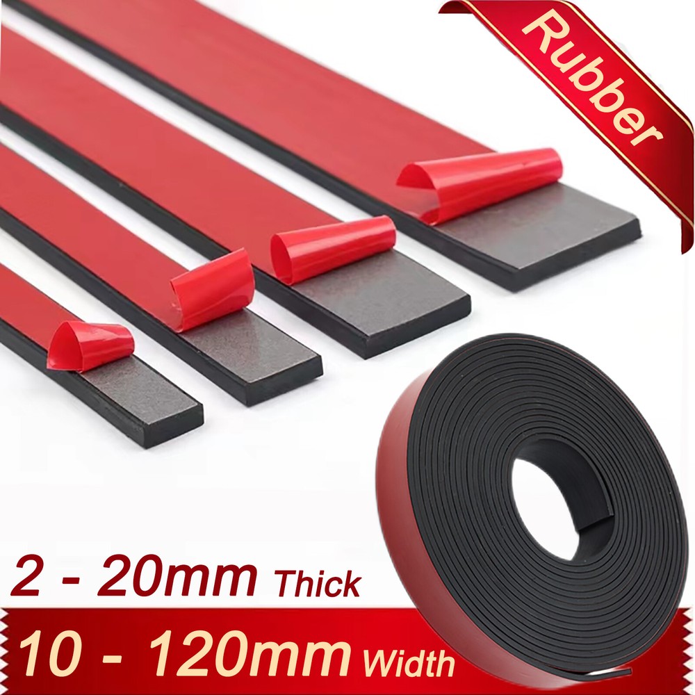 Self Adhesive Rubber Strip Pads Adhesive Backed Solid Seals Gasket Various Sizes