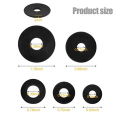 100 Pcs Rubber Washers Assortment Kit 16/18/20/25/30mm (5 5 Sizes, Black
