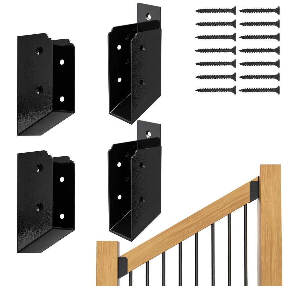 FMhotu 30° Stair Angle Stainless Steel Deck Railing Brackets 30°, Black