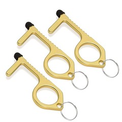 3pcs Brass Door Opener Keychain Tool – Touchless Key for Handles, Button Push…