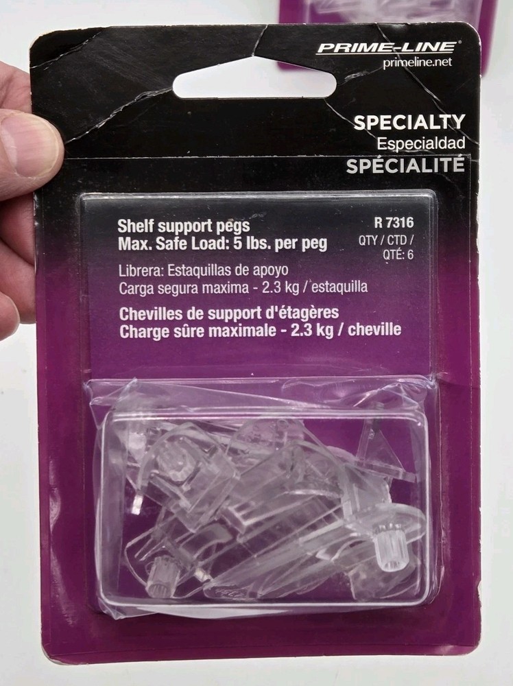PRIME-LINE R 7316 Locking Shelf Pegs 1/4″ Peg x 1/2″ Shelf Plastic 2 Packs Of 6