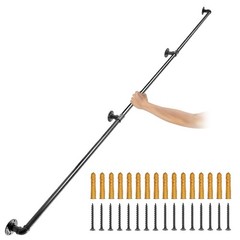 Pipe Stair Handrail, 8FT Staircase Handrail, 440LBS Load Capacity Carbon Steel P