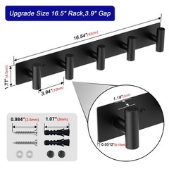 Bntuk Coat Rack Wall Mount – 5 Coat Hooks Towel Racks For Bathroom Robes Bags