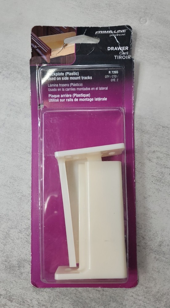 PRIME-LINE R 7265 Drawer Track Back Plate 3/8 in. x 1 in Plastic Ivory 1 Pair