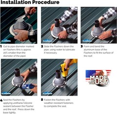Flashers #3 Black EPDM Round Flexible Roof Jack Metal Roofing Pipe Flashing (…